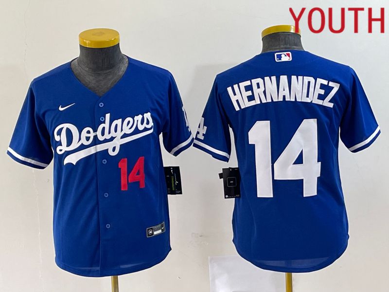 Youth Los Angeles Dodgers #14 Hernandez Blue Nike Game 2023 MLB Jersey->women mlb jersey->Women Jersey